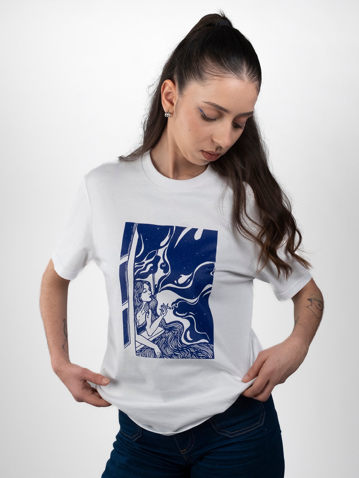 T-shirt oversize coton bio Smoking Stars (Illustration Devant)